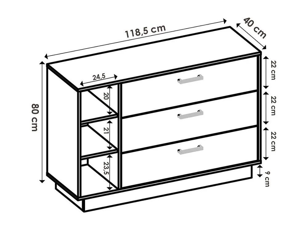 Vente-unique Chest Of Drawers With 3 Drawers & 3 Recesses - Colour: Natural & in Grey 5