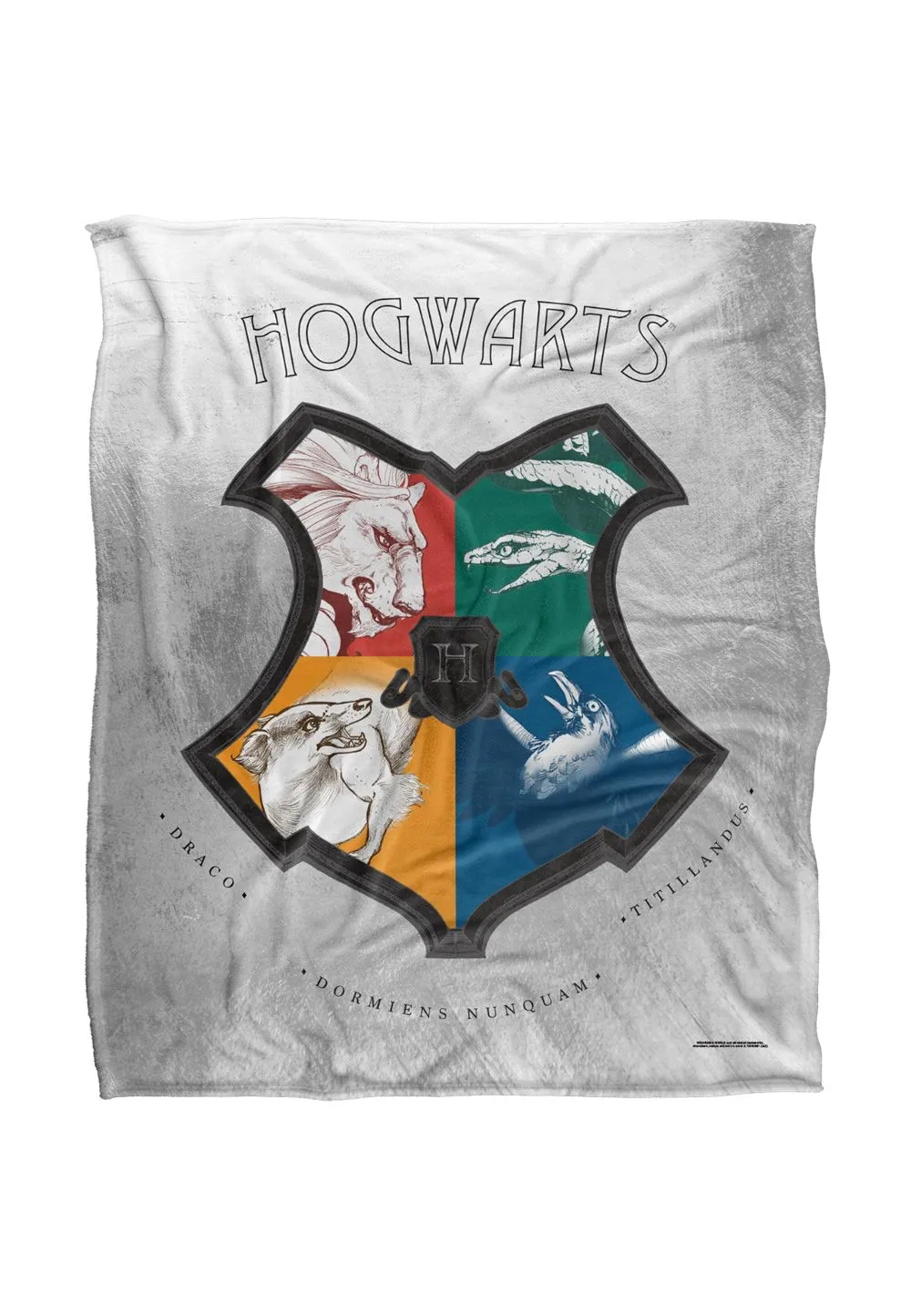 Harry Potter Blanket, 152x127 cm Intricate Hogwarts Logo Silky Touch Super Soft Throw Blanket in White