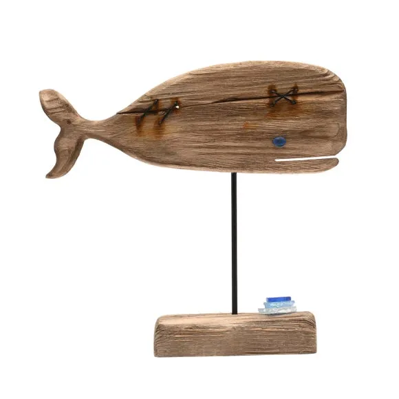 Love Life By The Sea Driftwood & Sea Glass Whale Ornament 2