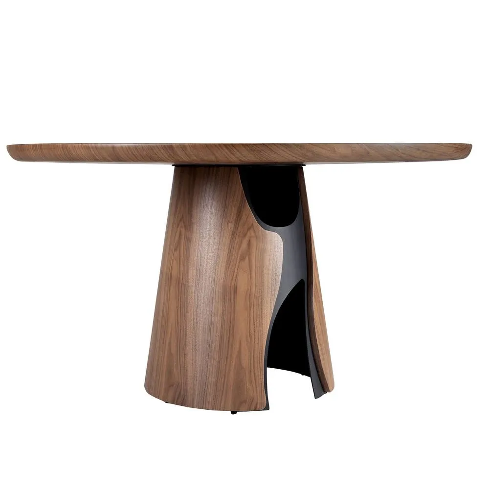 Angel Cerda Modern Round Dining Table in Walnut 6