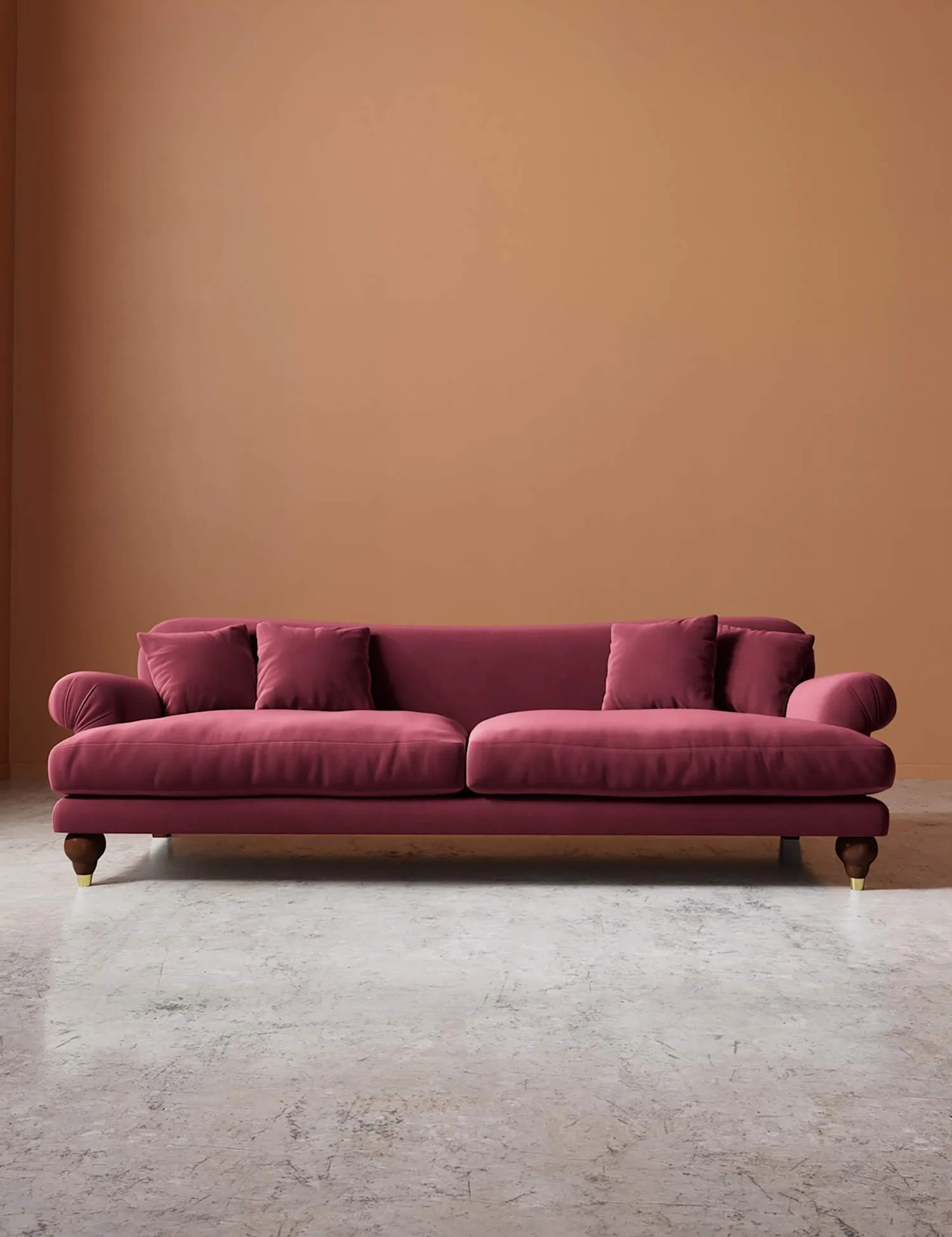 Swoon Willows Easy Velvet 3 Seater Sofa Burgundy