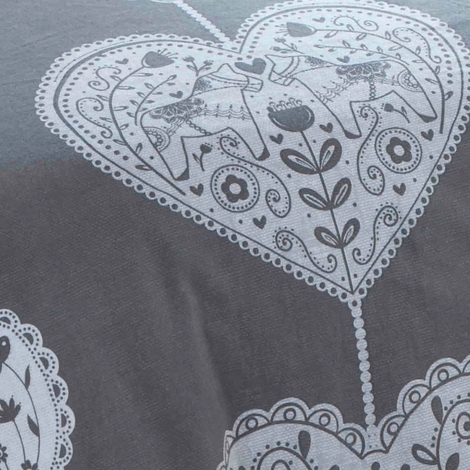 Rapport Home Scandi Heart Pure Cotton Duvet Cover Set with Pillowcase in Grey 3
