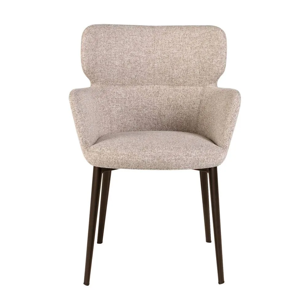Angel Cerda Dining Chair, Marbled Brown Fabric, Armrests in Light Beige 2