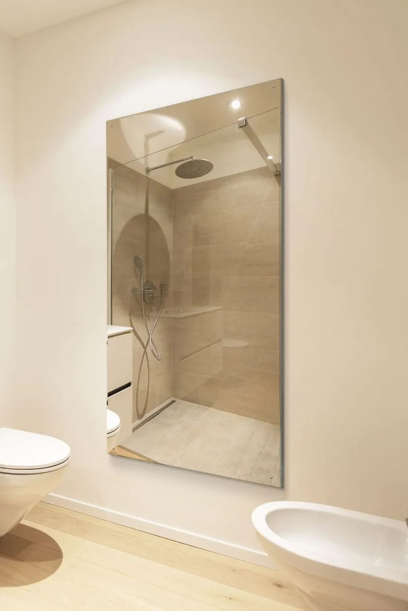 MirrorOutlet Circuitt 4mm Sheet Mirror Glass with 4 Holes Polished Edges160 x 80cm in Silver 3