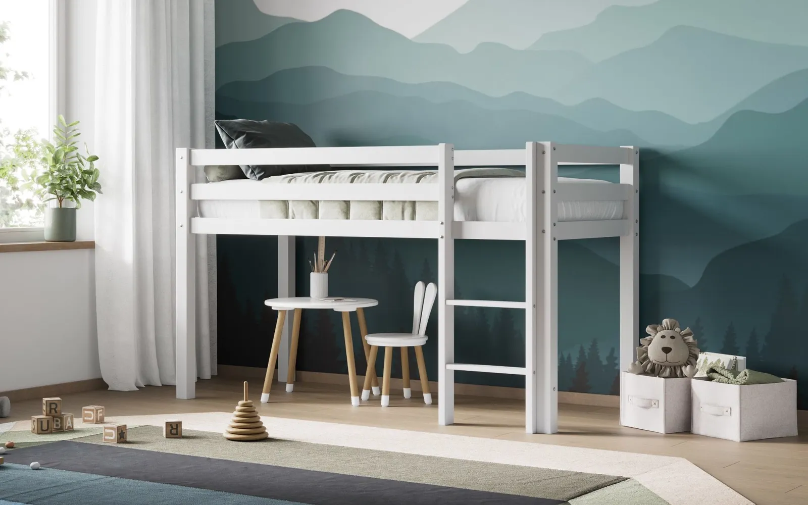Flair Elara Wooden Shorty Mid Sleeper Bed in White