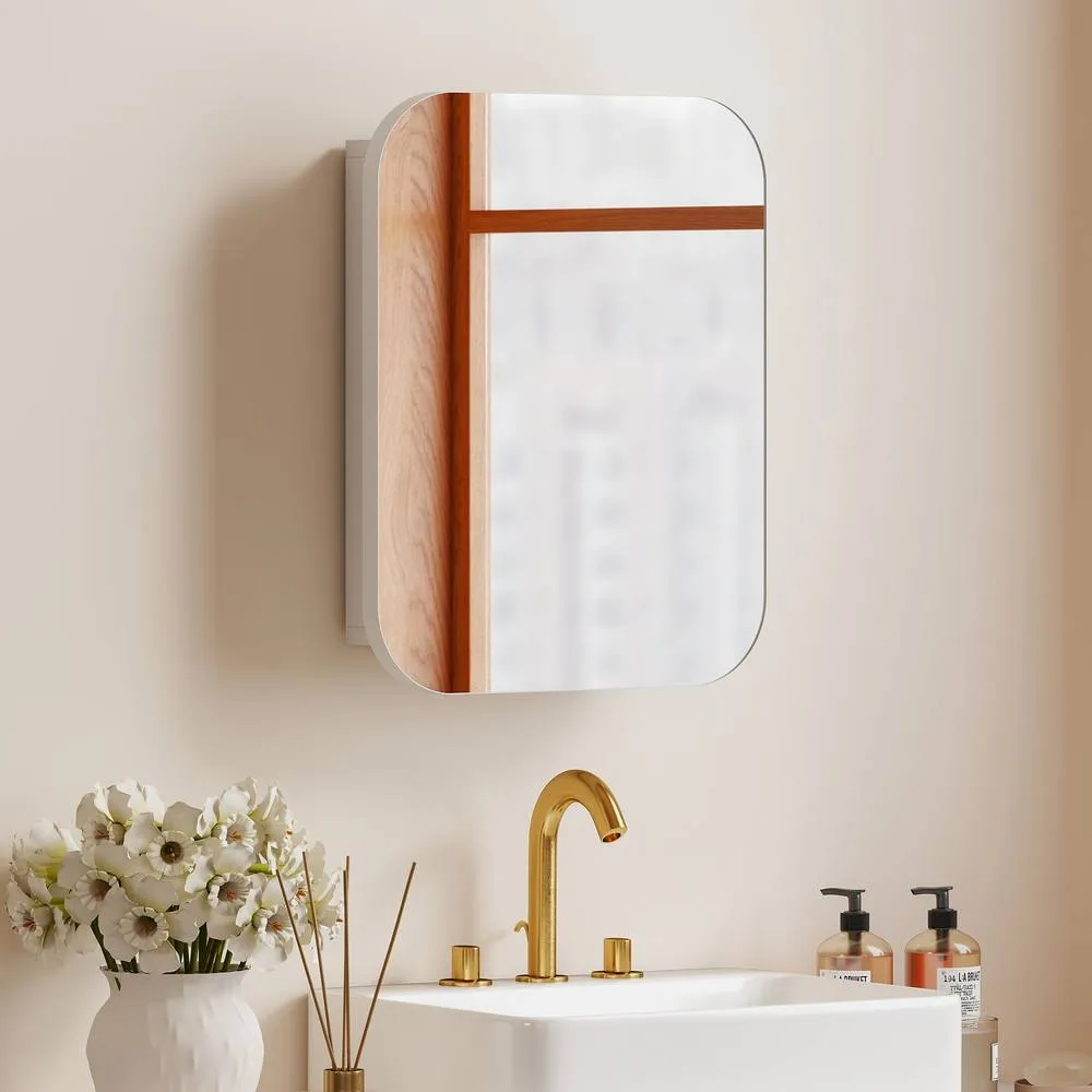 HOMCOM Wall Mounted Bathroom Cabinet with Mirror Adjustable Shelves in White 2