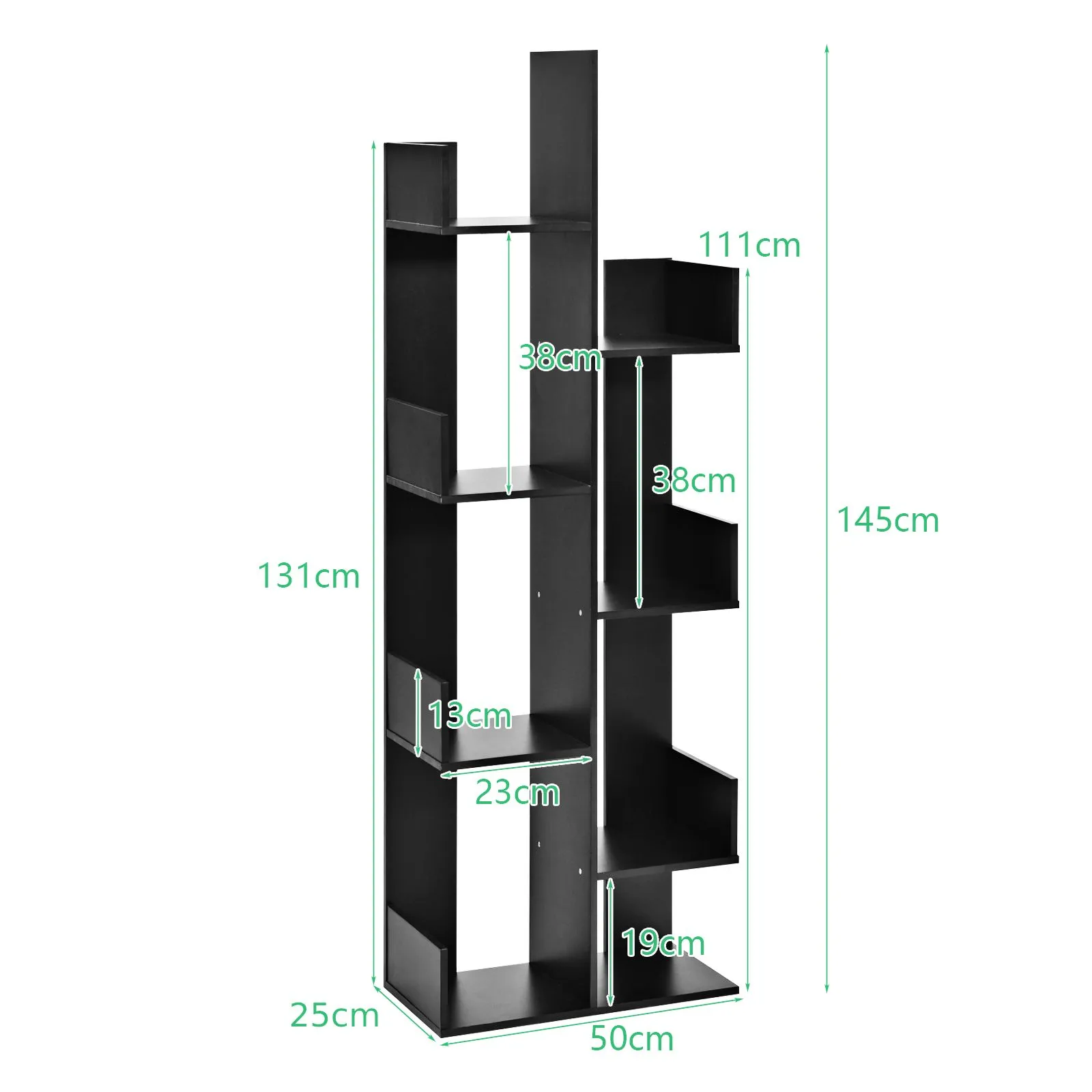 Costway 8 Tier Bookshelf Storage Display Floor Standing Bookcase Shelving Organizer Home in Black 2