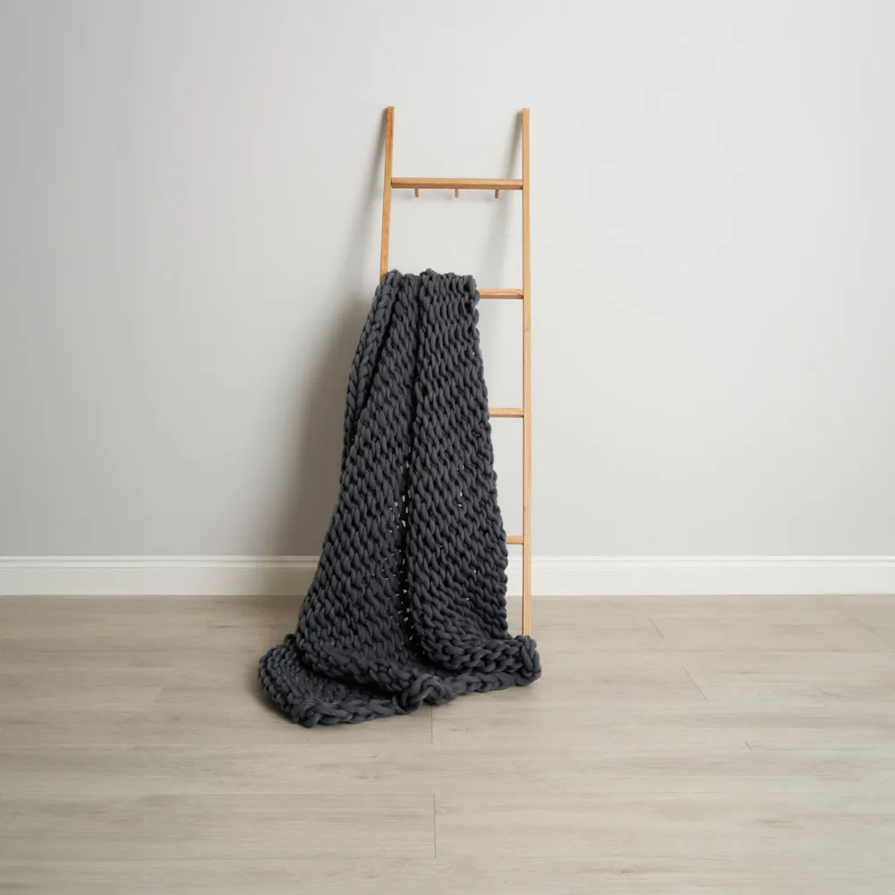 Chunky Cable Knit Throw, Grey