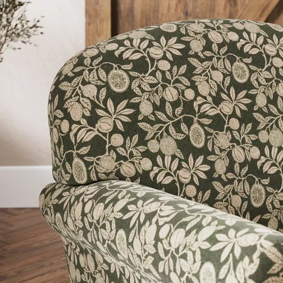 Enya Vintage Pod Print Scroll Armchair 3