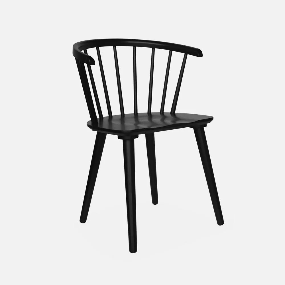 sweeek Set Of 4 Wooden & Plywood Chairs in Black 2