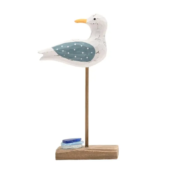 Love Life By The Sea Driftwood & Sea Glass Seagull Ornament 2