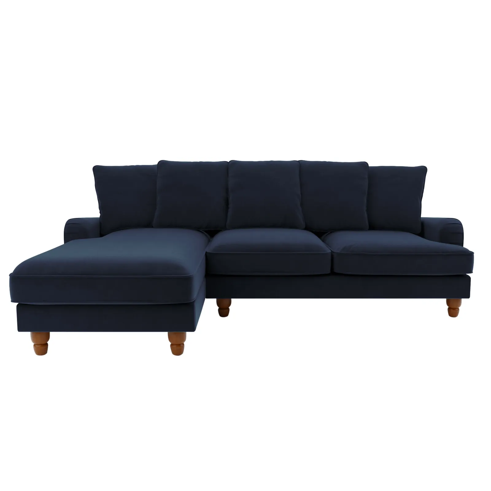 Beatrice Scatter Back Velvet Left Hand Corner Sofa Navy Blue