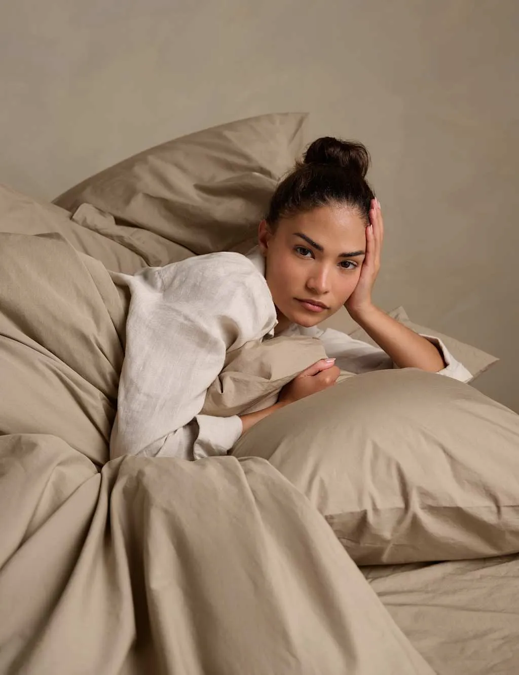 Bedfolk Pure Cotton Washed Fitted Sheet Light Brown