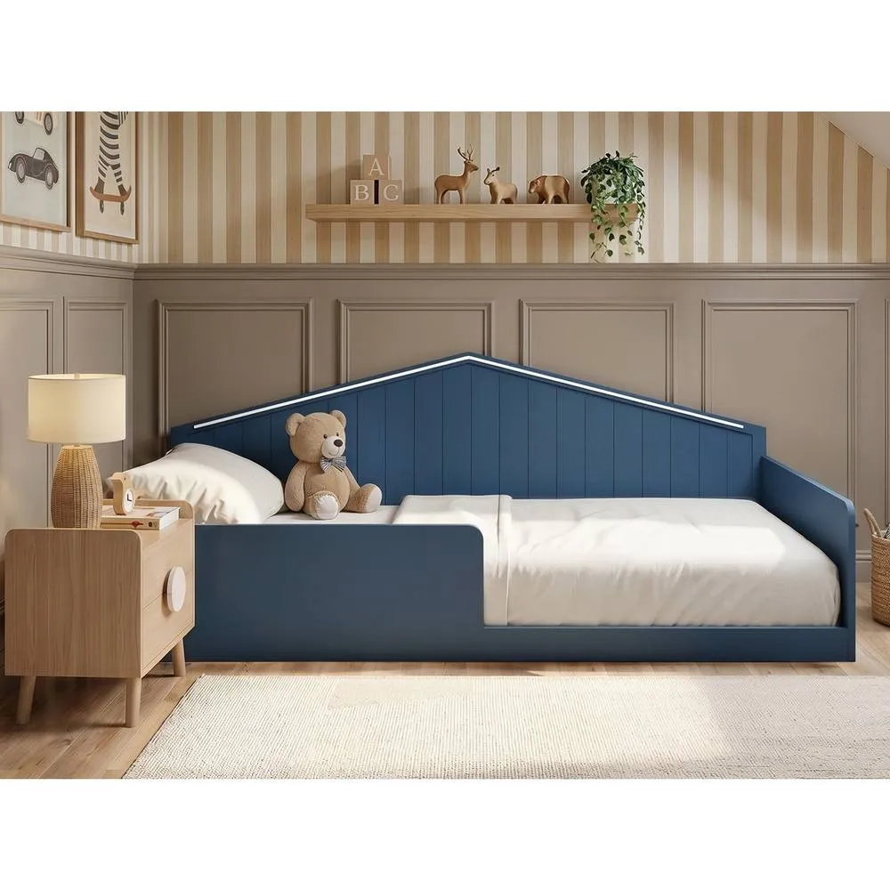 Flair Wilbur Small Double Montessori Bed with LED in Navy 3