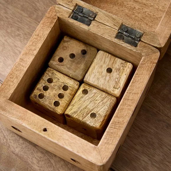 Set of 5 Wooden Dice in Storage Box 2