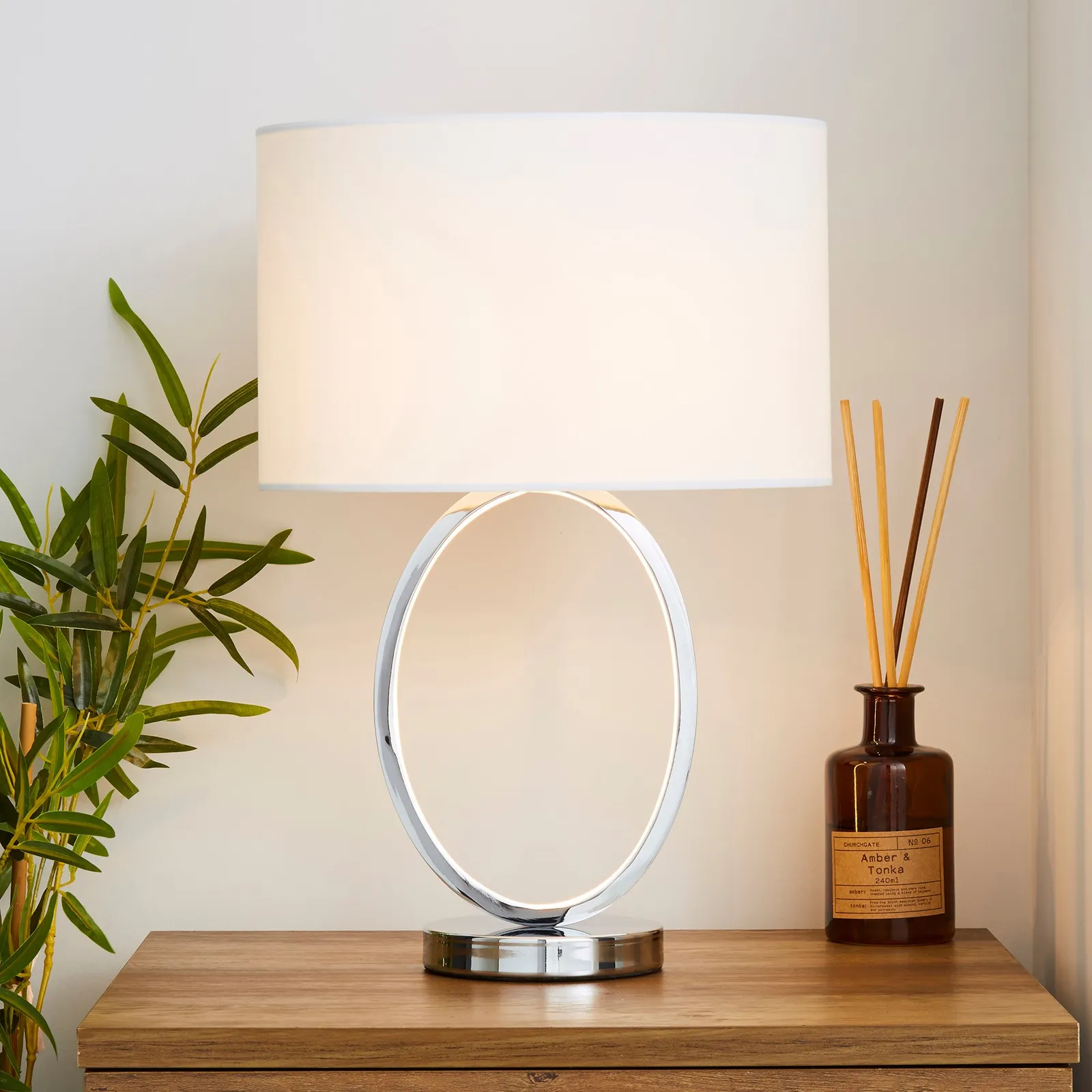 Talinn Dual Lit Integrated LED Chrome Table Lamp Chrome