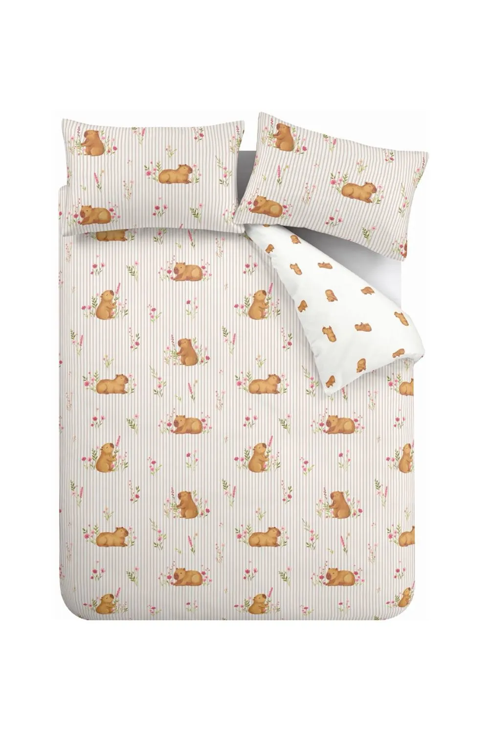Catherine Lansfield 'Happy Capybara' Reversible Duvet Cover Set in Natural 5