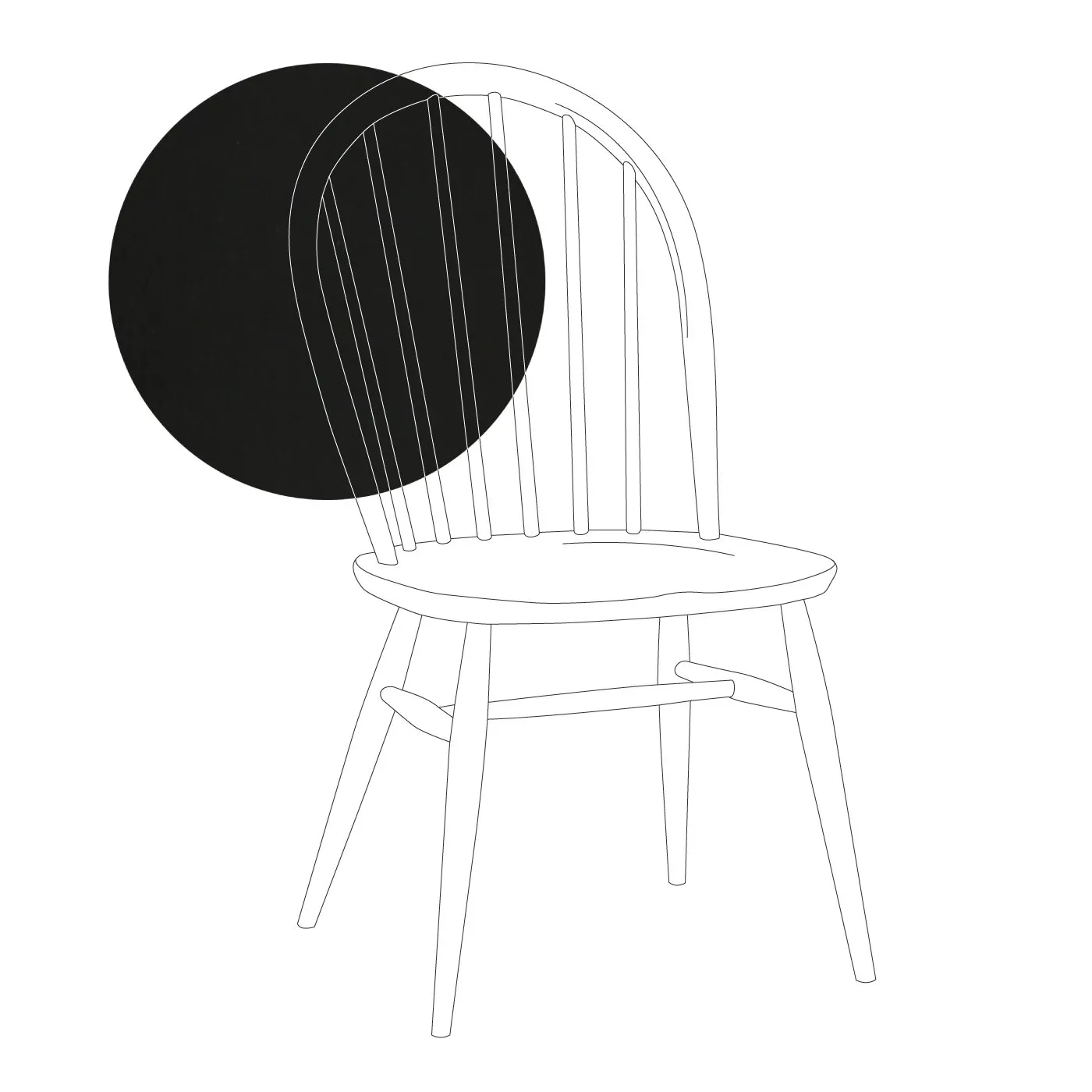 Ercol Originals Windsor Chair Coloured Finish Black