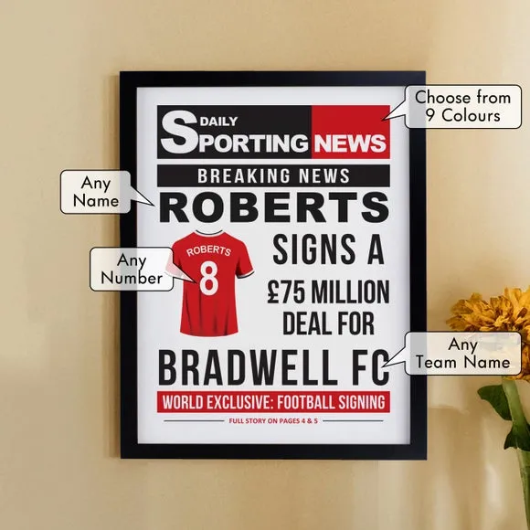 Personalised Football News Poster Frame 1