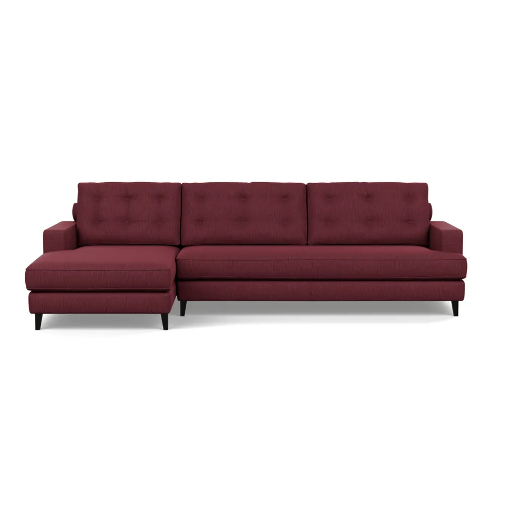 Heal's Mistral Left Hand Facing Corner Sofa Smart Linen Mix Maroon Black Feet