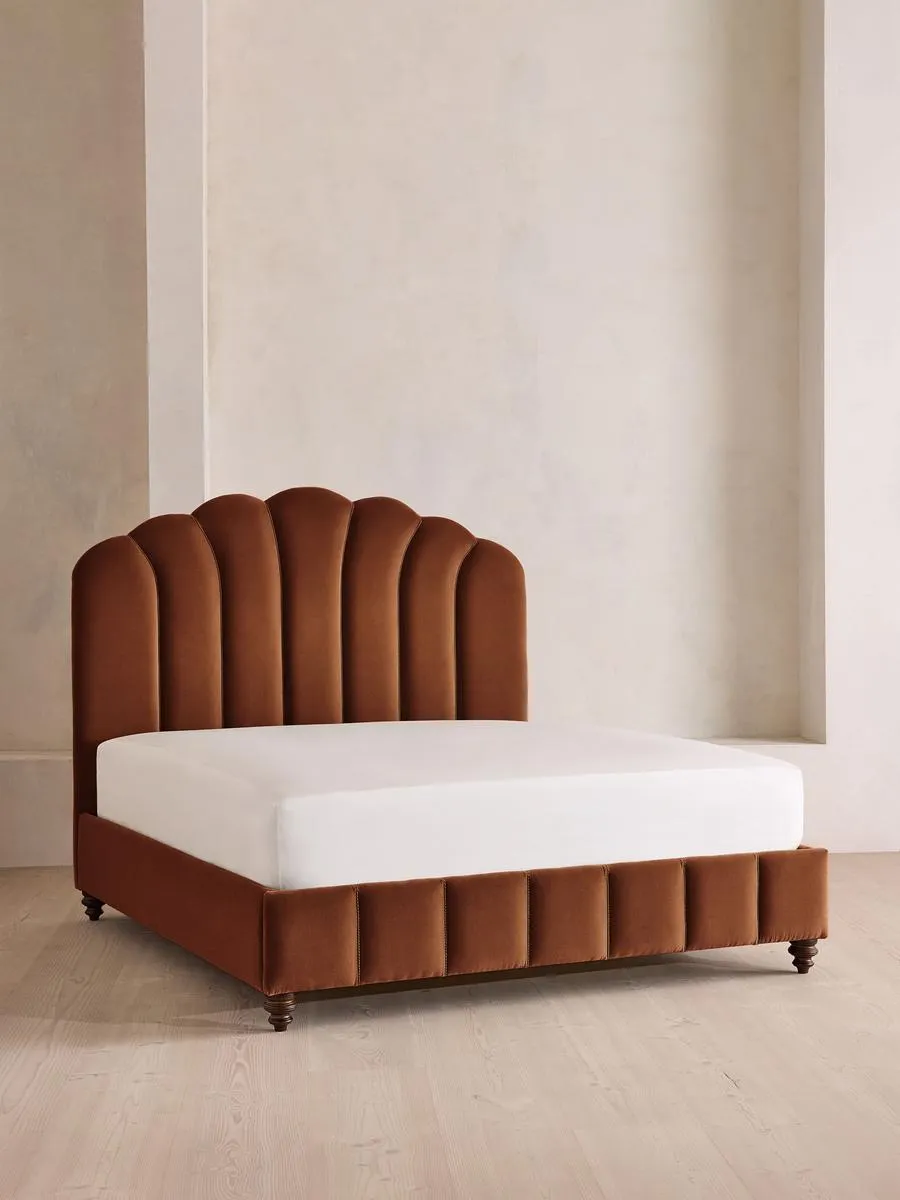 Manette Bed, with Twisted Cord, King, Velvet, Cinnamon