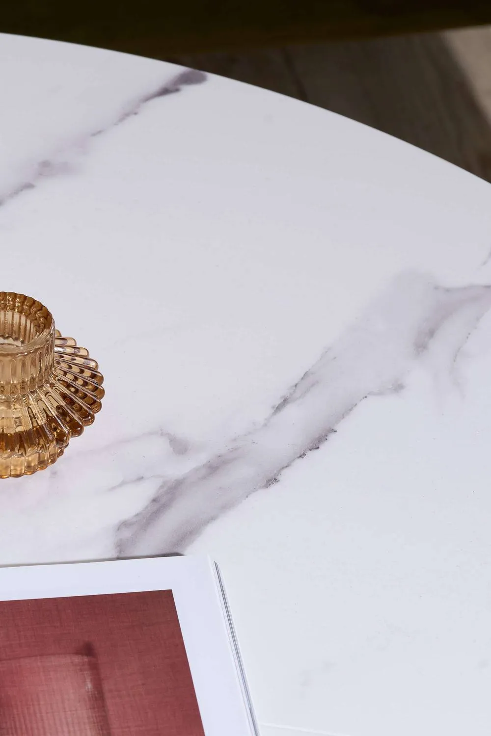 Birlea Kagu Coffee Table Fluted Ribbed Walnut & Marble effect in Brown 3