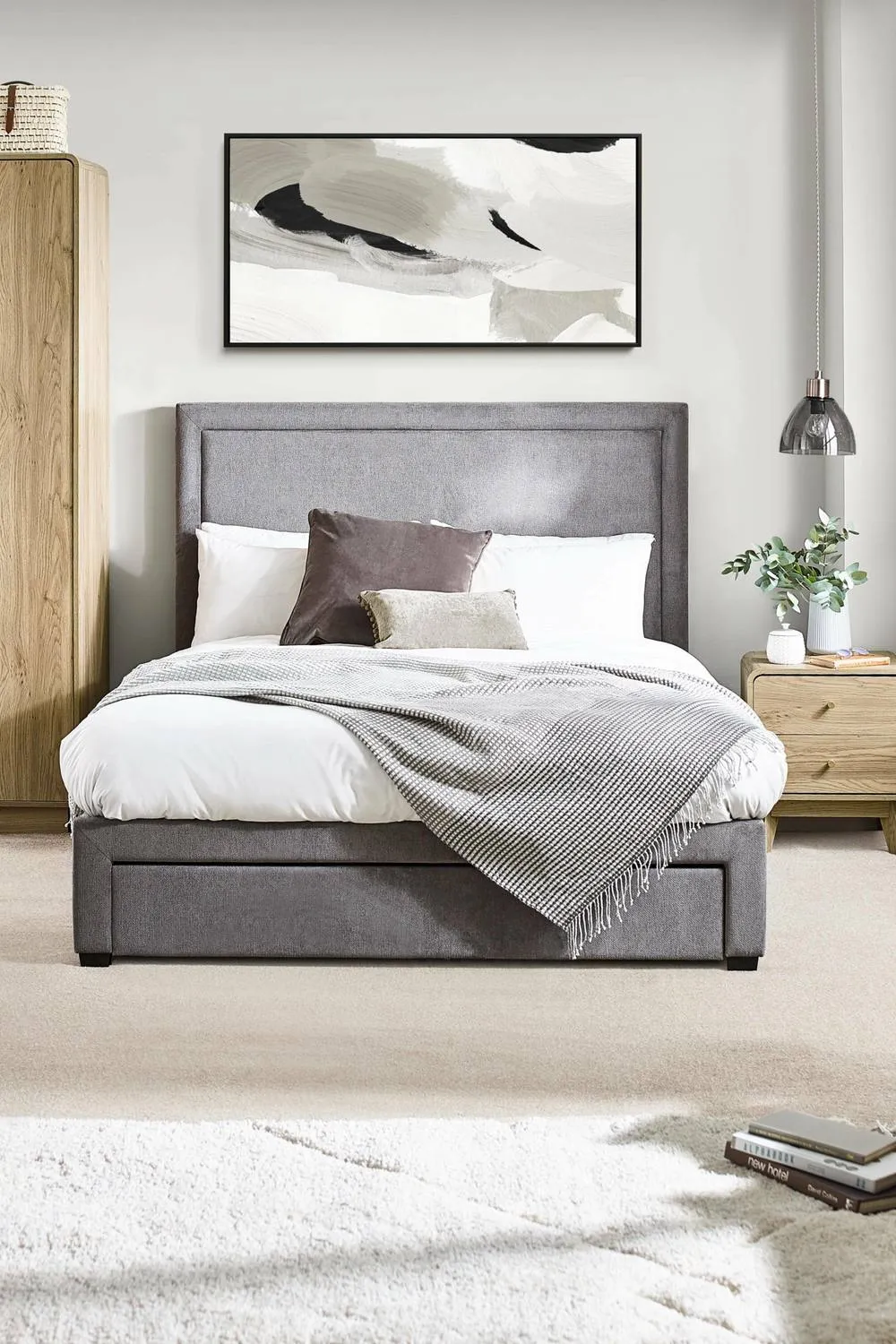 Julian Bowen Mayfair Upholstered Storage Bed with 4 Drawers in Grey