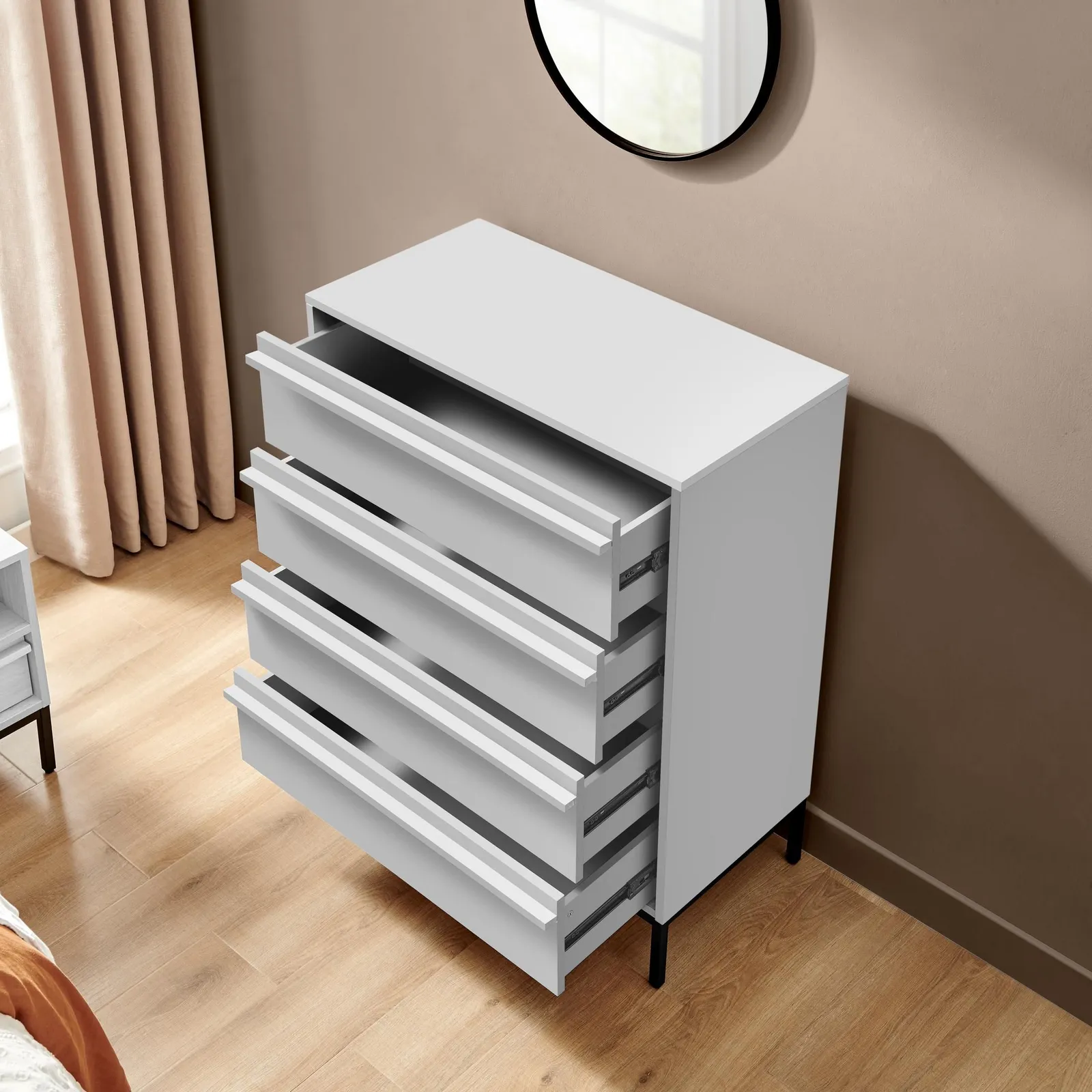 FurnitureboxUK Svit Wooden Chest of 4 Drawers in Off-White 3