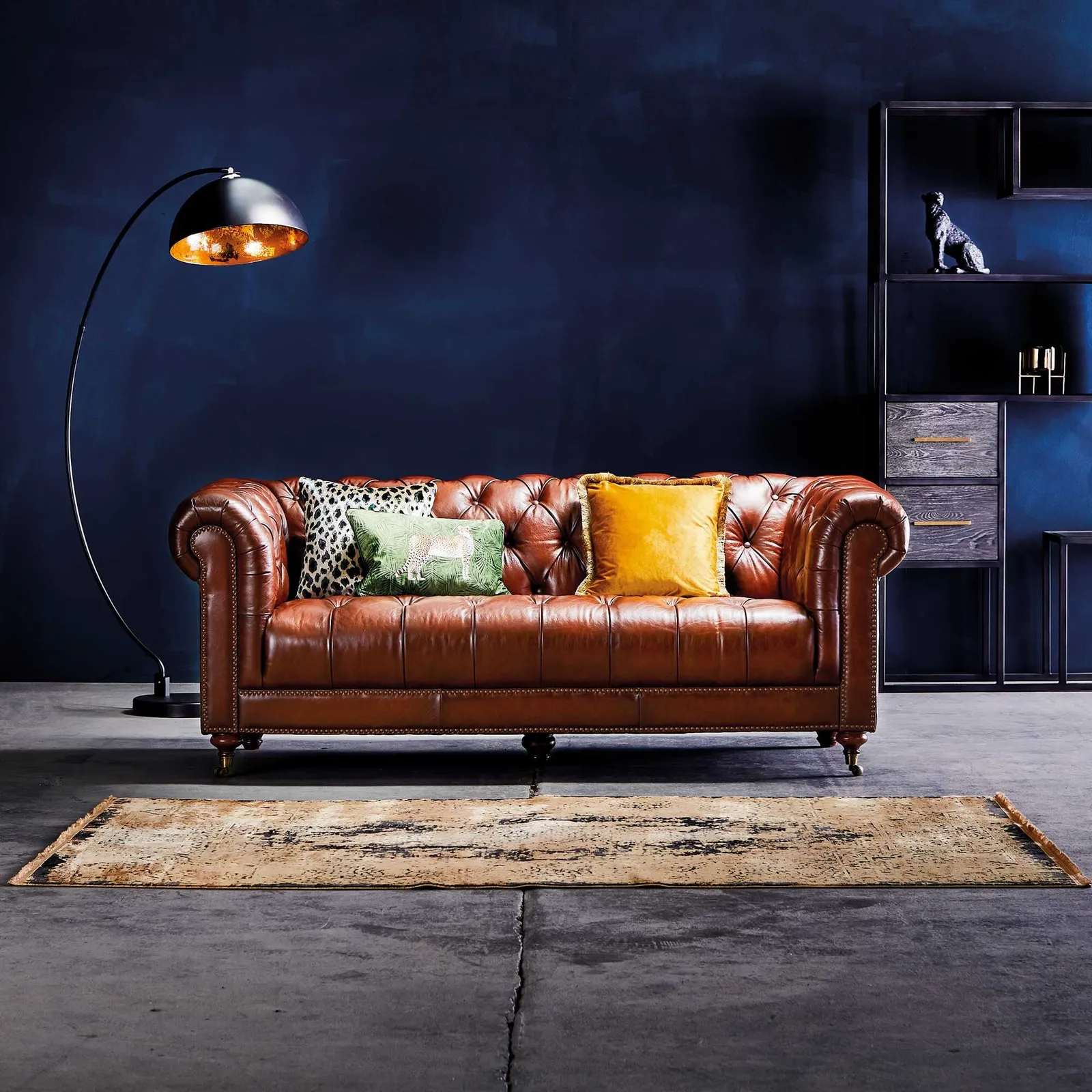 Ullswater 2 Seater Leather Chesterfield Sofa, Brown | Barker & Stonehouse 2