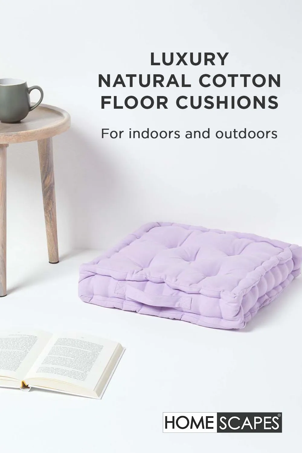 Homescapes Plain Cotton Floor Cushion in Mauve 2