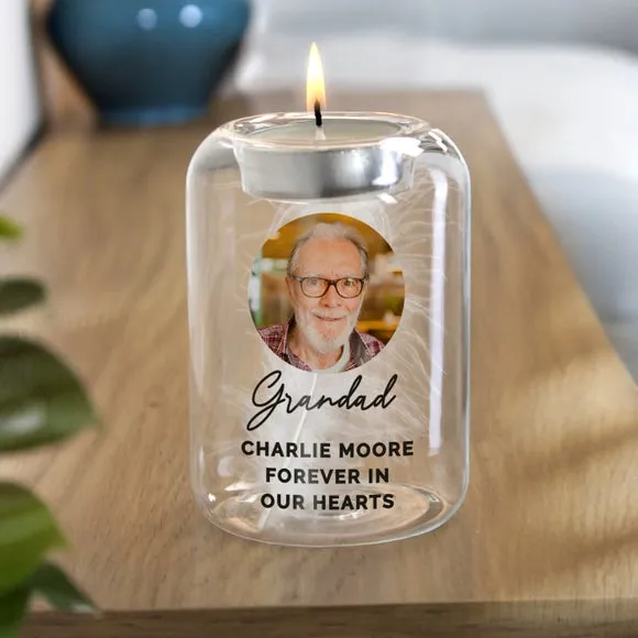 Personalised Feather Memorial Photo Tealight Holder 4