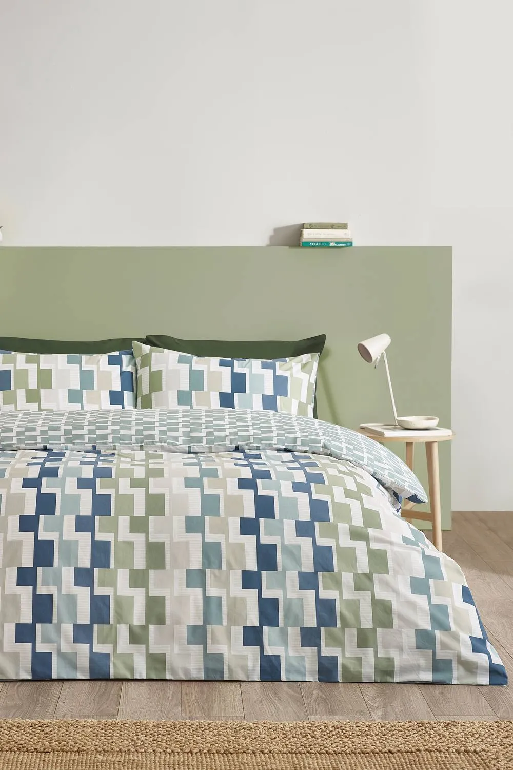 Catherine Lansfield 'Bryson Geo' Reversible Duvet Cover Set in Blue