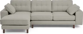 Content by Terence Conran Tobias Left Hand Facing Chaise End Sofa, Dove Grey Boucle with Dark Wood Leg