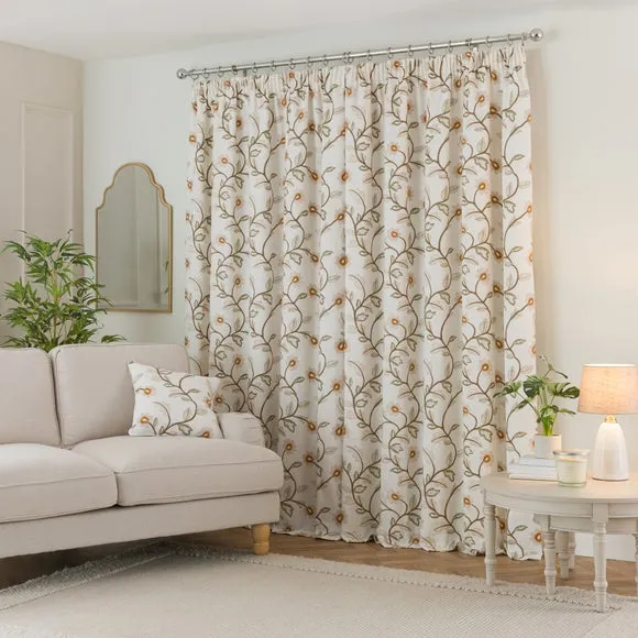 Brookland Couched Floral Pencil Pleat Curtains 4