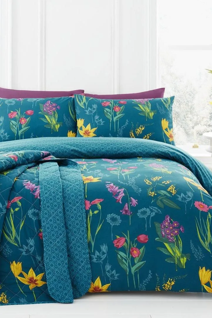 Dreams & Drapes 'Ingrid' Geo Print Foulard Duvet Cover Set in Teal