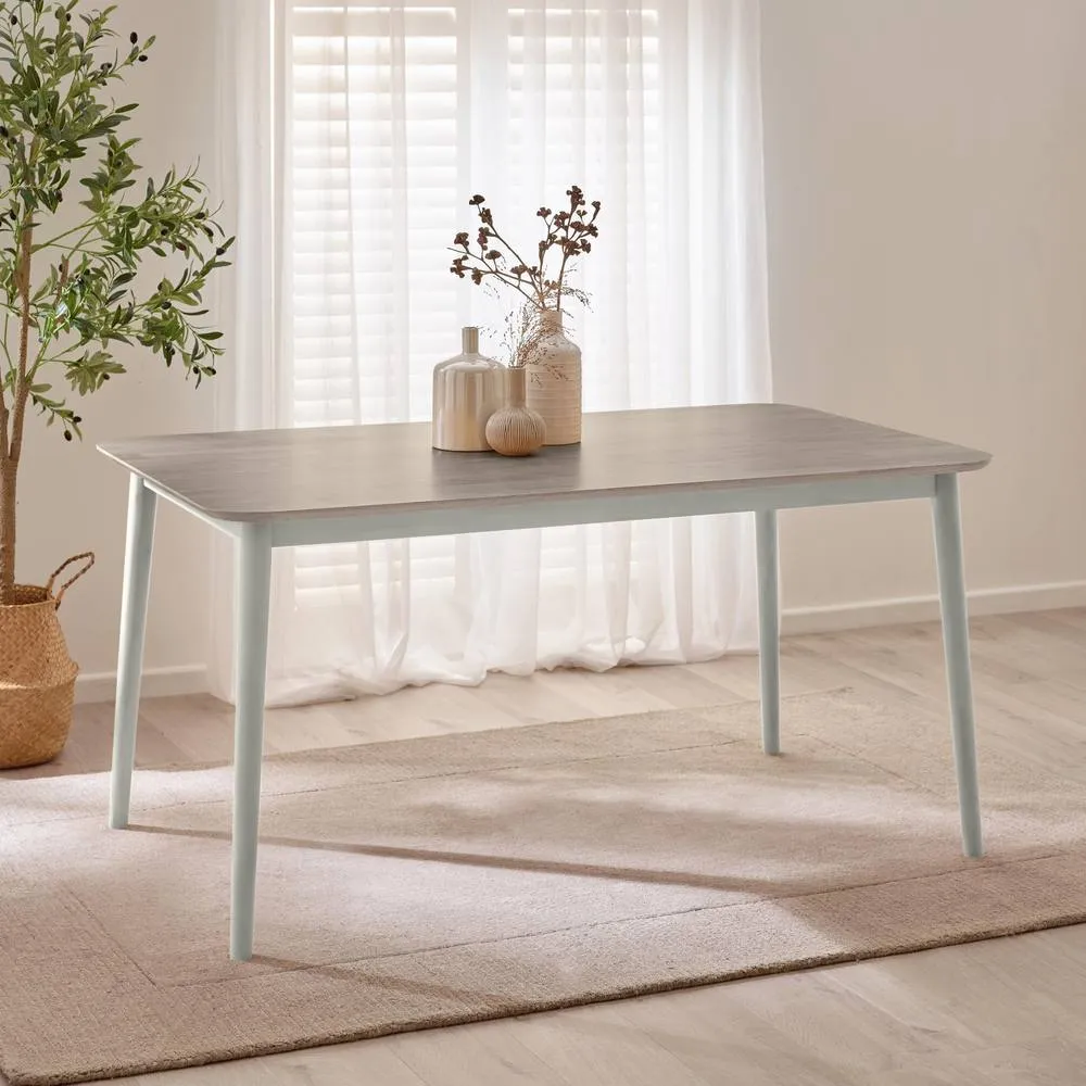 FurnitureboxUK Lynton Large White & Grey Wooden Dining Table with 4 Chairs & Bench in Light Grey 2