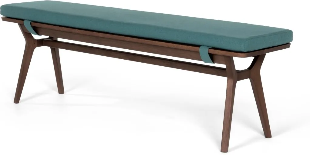 Jenson Bench, Dark stain Oak and Mineral Blue