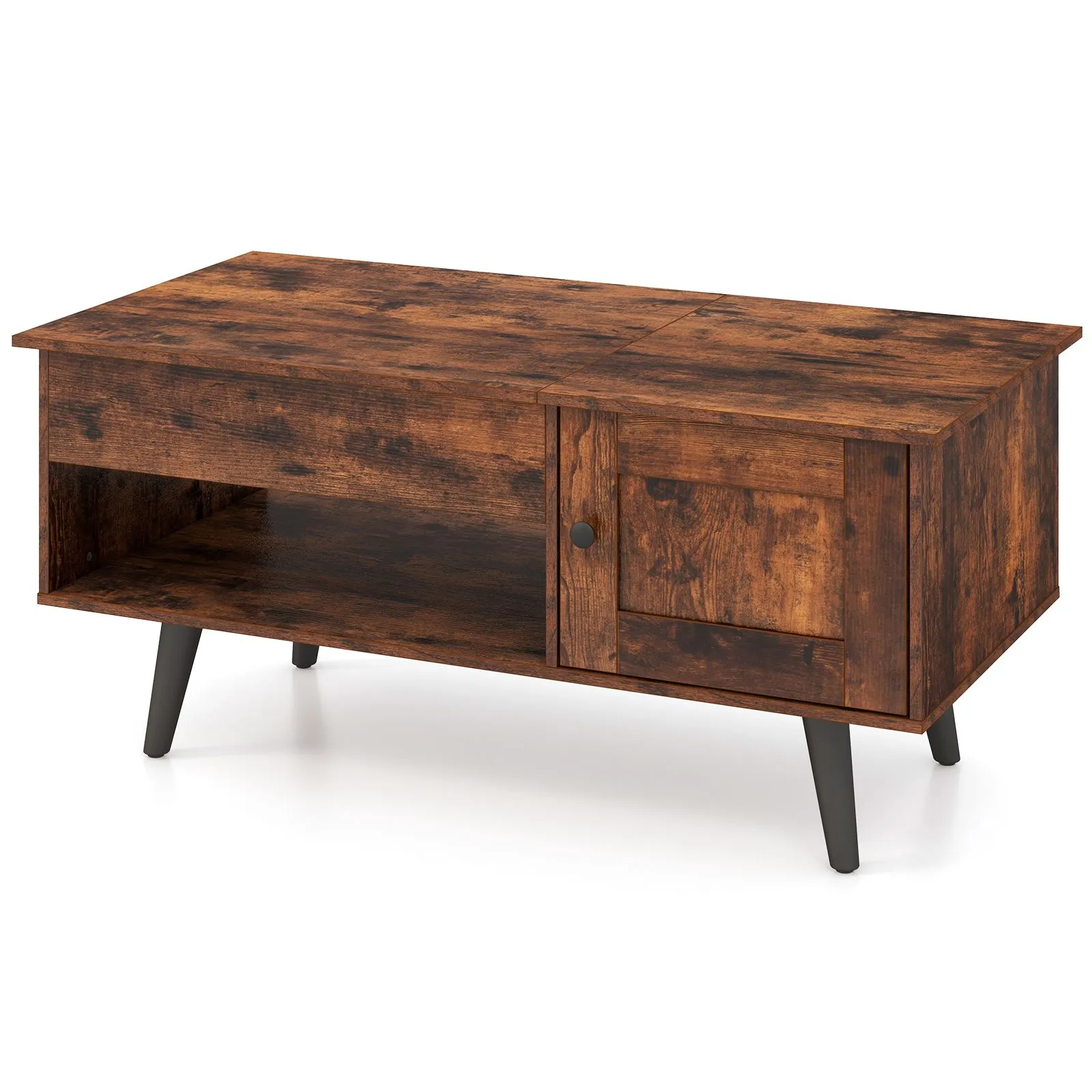 Costway Lift Top Coffee Table Pull up Coffee Table w/ Storage in Brown 2