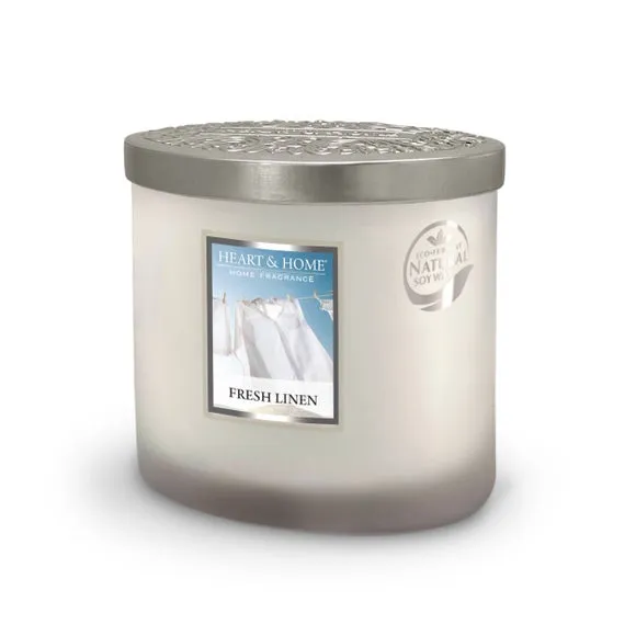 Heart and Home Ellipse Fresh Linen Multi Wick Candle 3