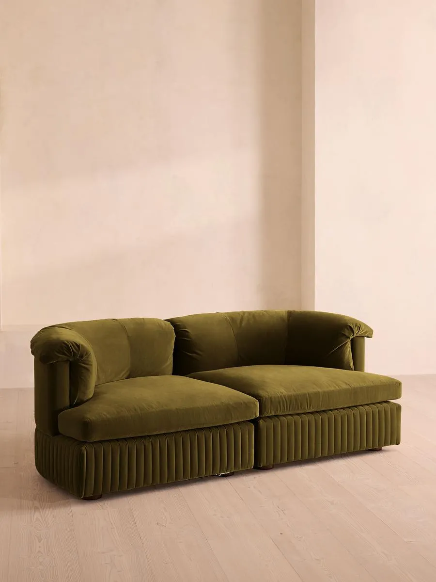 Oona Modular Sofa, Three Seater, Velvet Olive