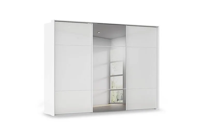 Haven 310cm 3 Door Slider Wardrobe with 2 Glass Doors and 1 Mirror Door