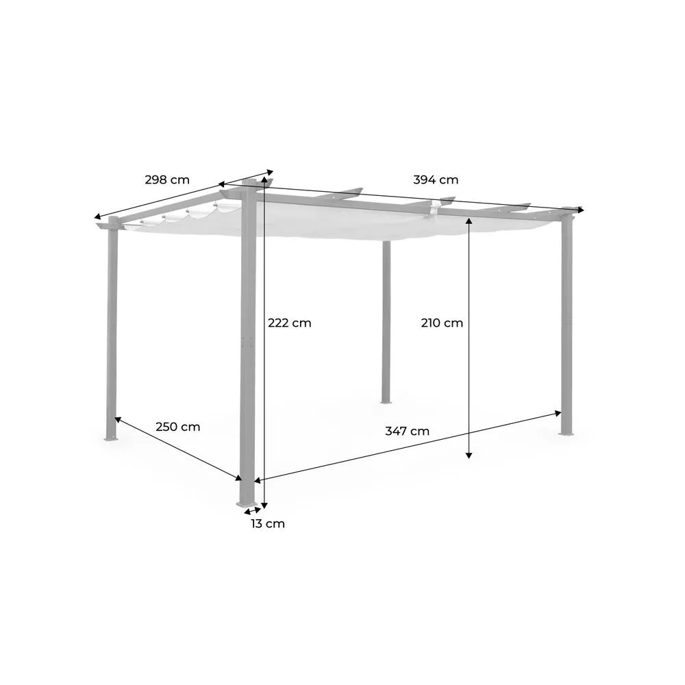 sweeek 3x4m Aluminium Pergola With Retractable Roof in Grey 5