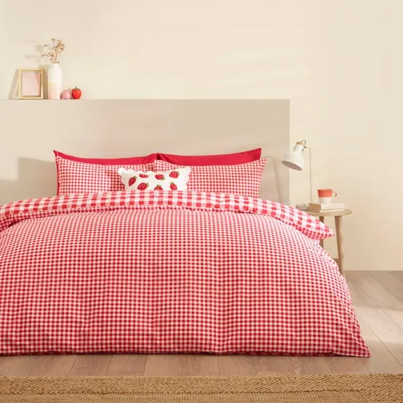 Catherine Lansfield Bamford Gingham Check Polycotton Duvet Cover & Pillowcase Set 1