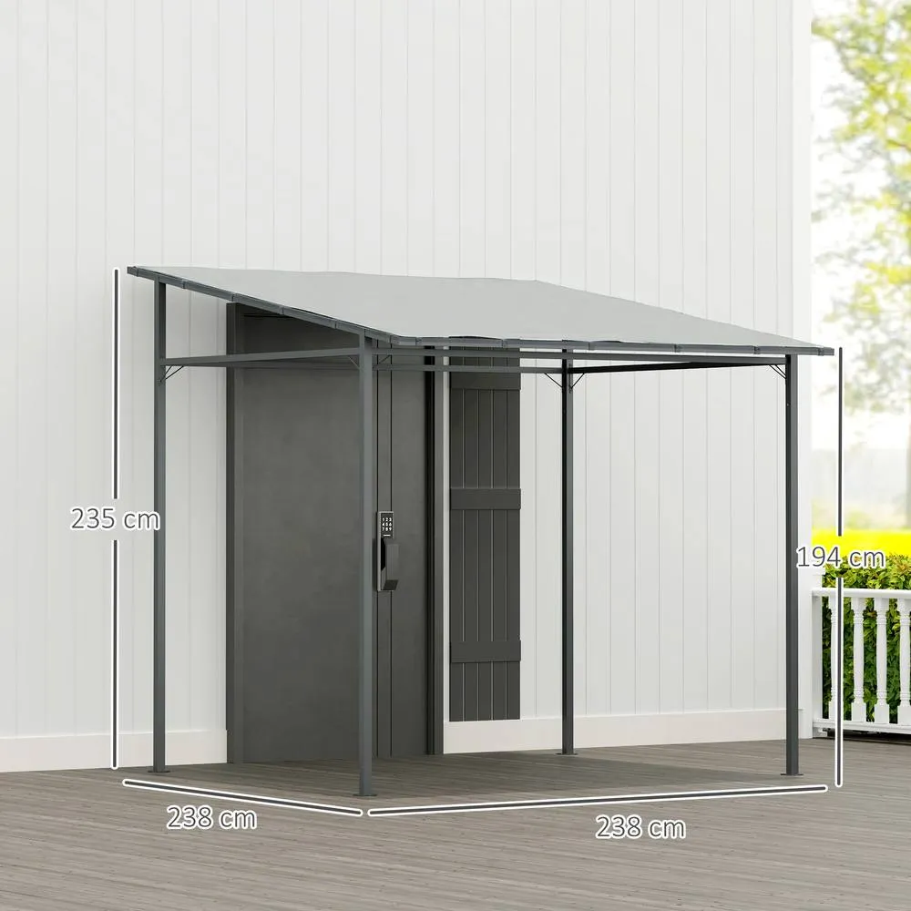 OUTSUNNY 2.4 x 2.4 m Wall Mounted Pergola Gazebo, UPF30+, Light Grey 3