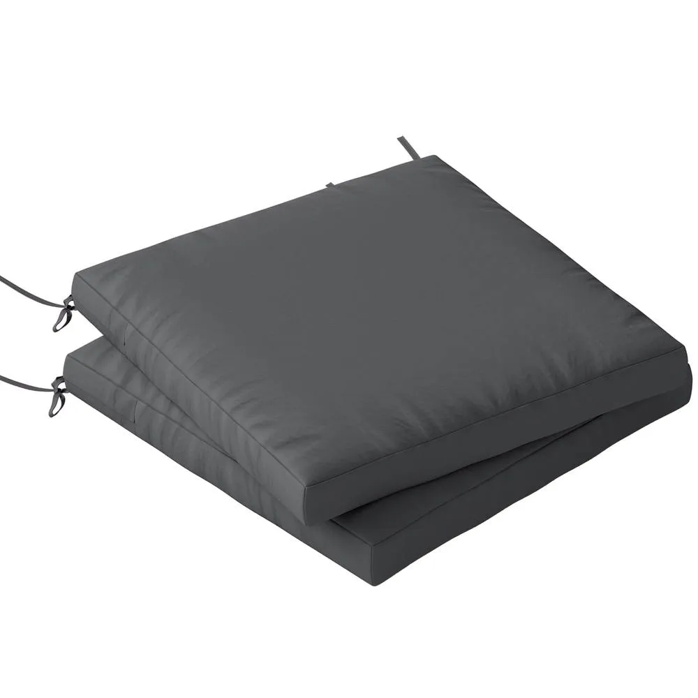 OUTSUNNY 2Pcs Garden Chair Cushions, Waterproof Seat Pads in Dark Grey 2