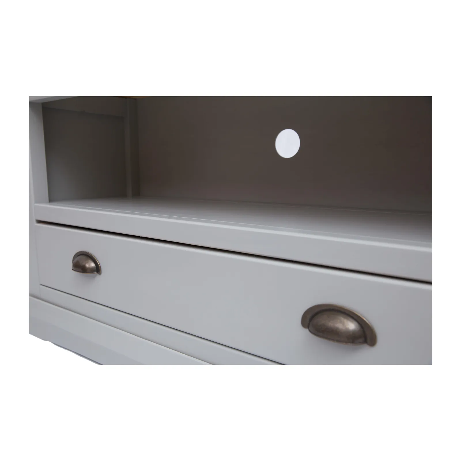 Cabinet Bits Loreo Light Grey 1 Drawer TV Cabinet Brass Cup Handle 5