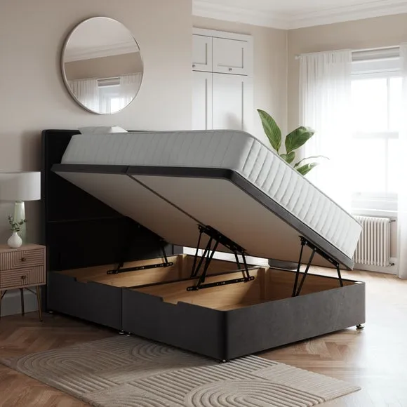 Luxury Side Ottoman Bed Frame, Velvet 2