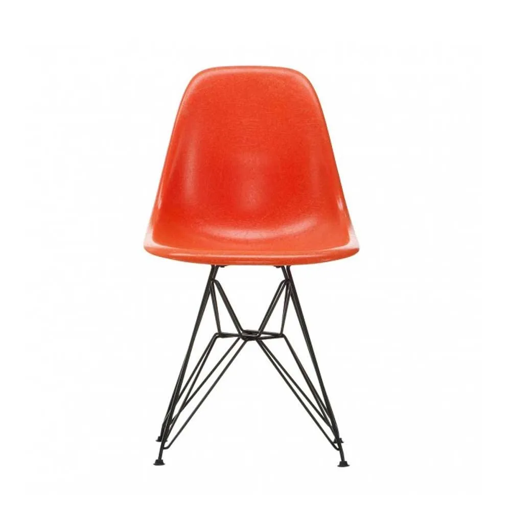 Vitra Eames Fibreglass Chair DSR Eames Red Orange 30 Basic Dark Powder Coated Base 05 Glides 2