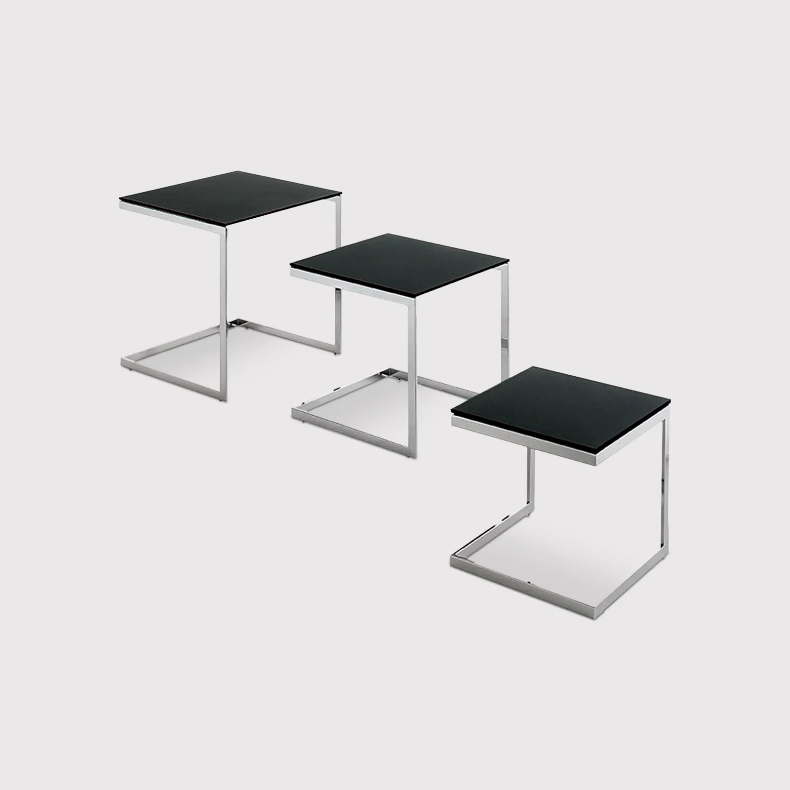 Bontempi Hip Hop Nest Of Tables, Black Glass | Barker & Stonehouse