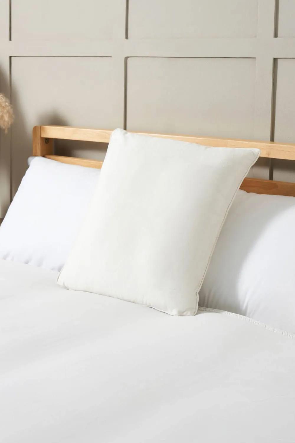 BHS Small Velour Piped Cushion in Natural